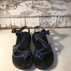 Chaco sandals size 9 purple and teal triple strap